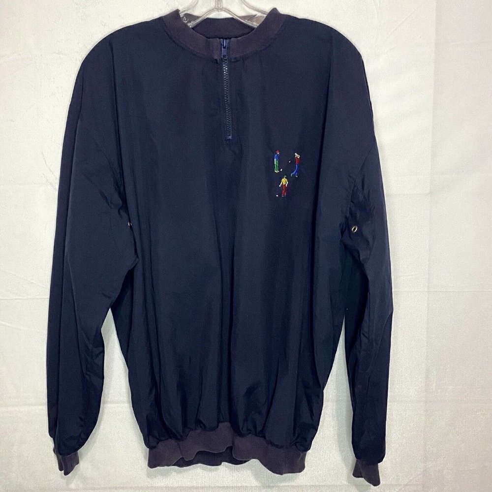 Vintage Pivot Rules Pullover Windbreaker Sz Small 1/4 Zip Navy Golf Long Sleeve